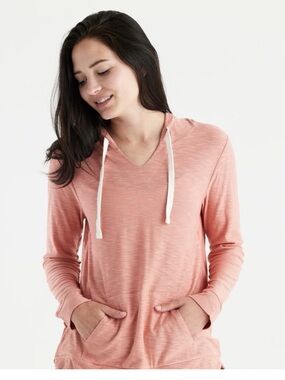 Free Fly Womens Large Bamboo Slub Drawstring Hoodie Kangaroo Pocket bright Clay